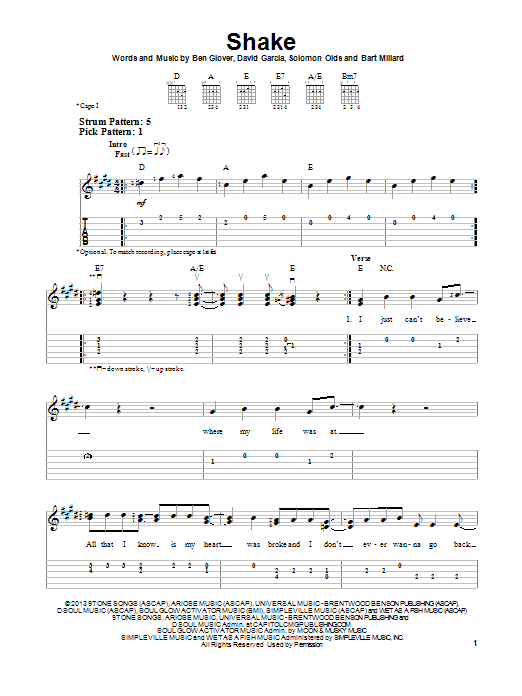 Shake (Easy Guitar Tab) von MercyMe