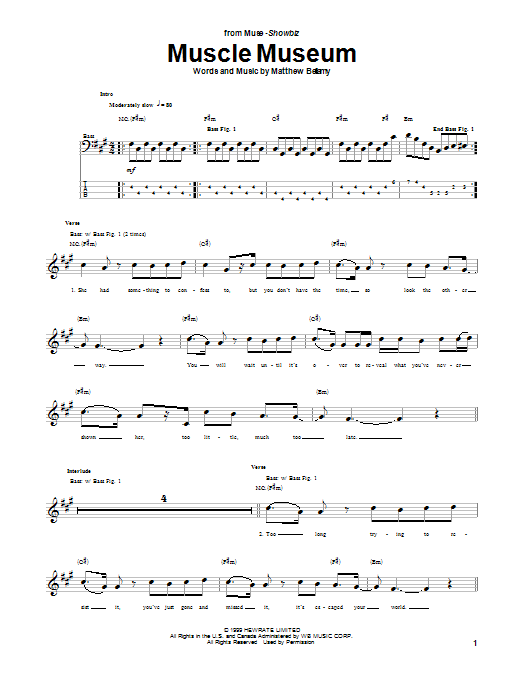 Muscle Museum (Bass Guitar Tab) von Muse