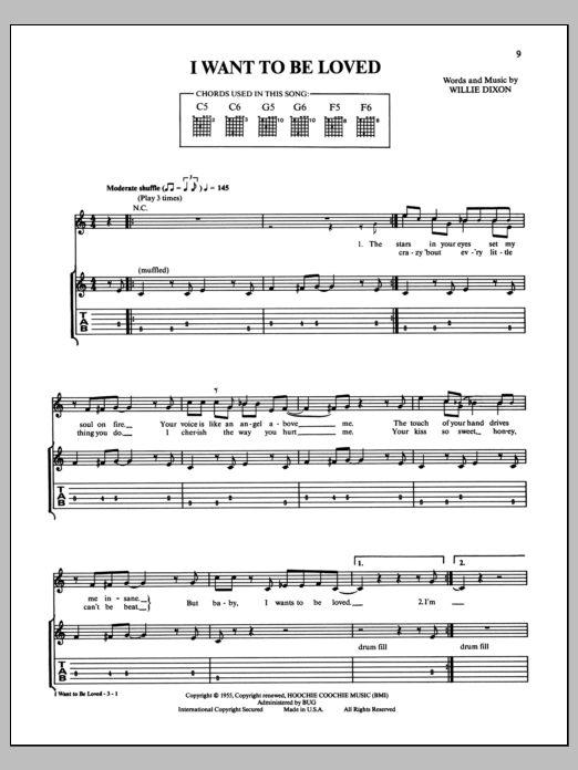 I Want To Be Loved (Guitar Tab) von Muddy Waters