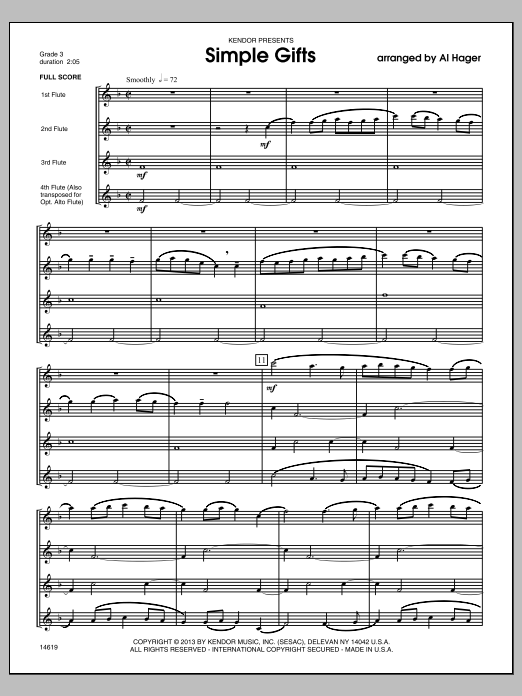 Simple Gifts - Full Score (Woodwind Ensemble) von Al Hager