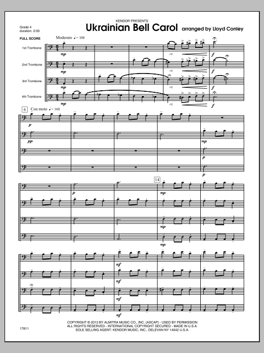 Ukrainian Bell Carol - Full Score (Brass Ensemble) von Lloyd Conley