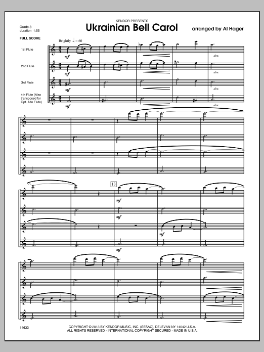 Ukrainian Bell Carol - Full Score (Brass Ensemble) von Al Hager