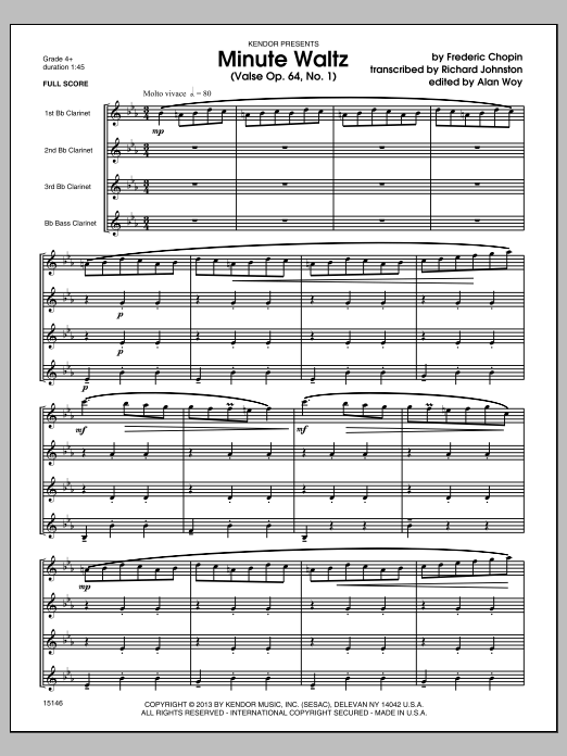 Minute Waltz (Valse Op. 64, No. 1) - Full Score (Woodwind Ensemble) von Richard Johnston