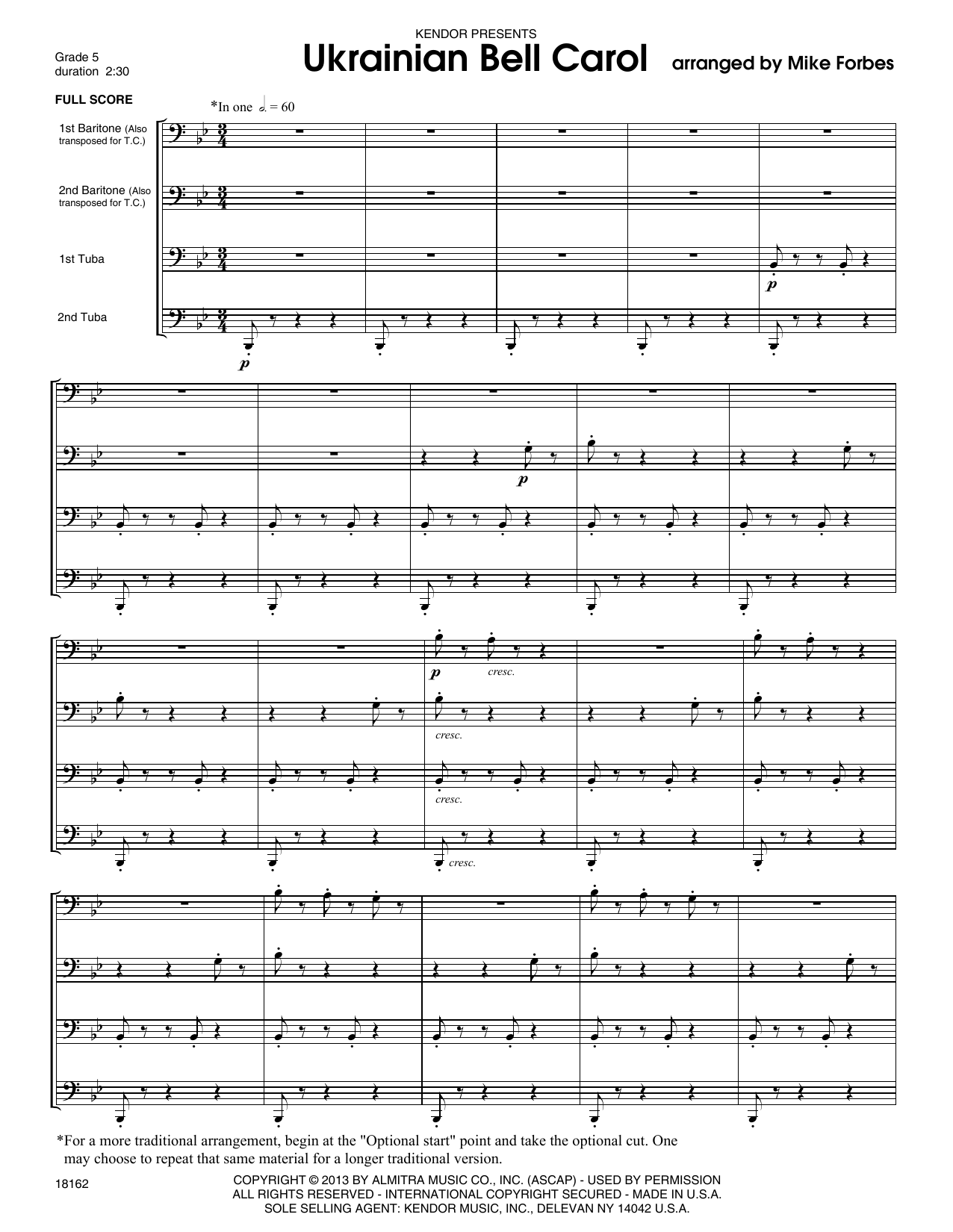 Ukrainian Bell Carol - Full Score (Brass Ensemble) von Michael Forbes