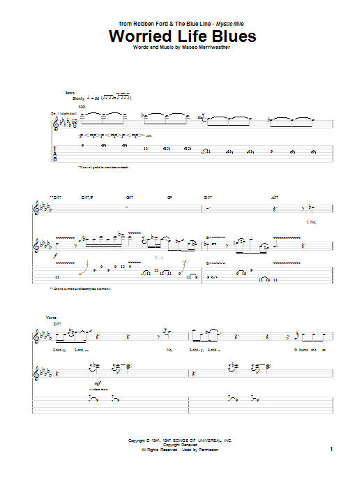 Worried Life Blues (Guitar Tab) von Robben Ford