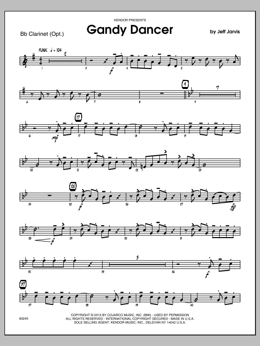 Gandy Dancer - Bb Clarinet (Jazz Ensemble) von Jeff Jarvis