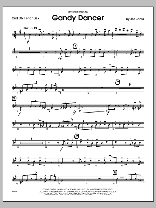 Gandy Dancer - 2nd Bb Tenor Saxophone (Jazz Ensemble) von Jeff Jarvis