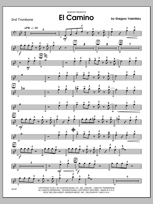 El Camino - 2nd Trombone (Jazz Ensemble) von Gregory Yasinitsky