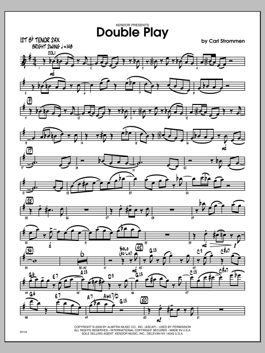 Double Play - 1st Bb Tenor Saxophone (Jazz Ensemble) von Carl Strommen
