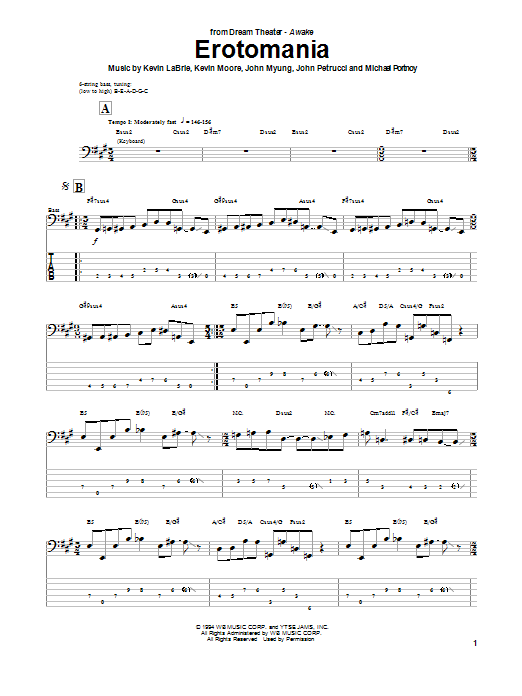 Erotomania (Bass Guitar Tab) von Dream Theater