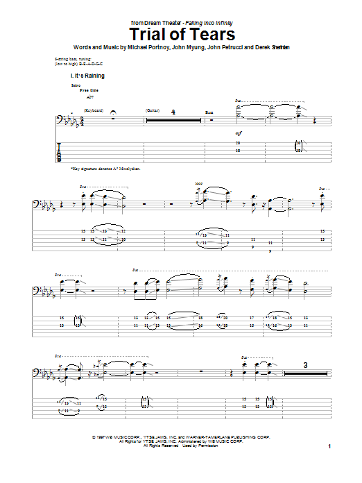 Trial Of Tears (Bass Guitar Tab) von Dream Theater