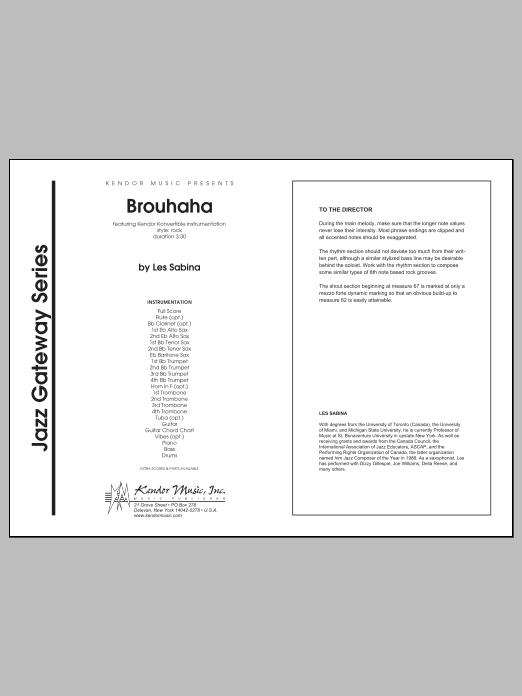 Brouhaha - Full Score (Jazz Ensemble) von Les Sabina