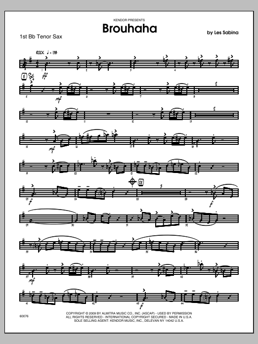 Brouhaha - 1st Bb Tenor Saxophone (Jazz Ensemble) von Les Sabina