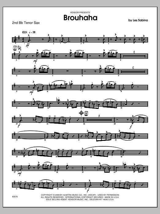 Brouhaha - 2nd Bb Tenor Saxophone (Jazz Ensemble) von Les Sabina