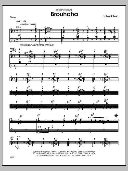 Brouhaha - Piano (Jazz Ensemble) von Les Sabina