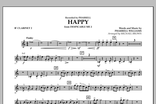 Happy (from Despicable Me 2) (arr. Michael Brown) - Bb Clarinet 2 (Concert Band) von Pharrell Williams