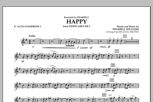 Happy (from Despicable Me 2) (arr. Michael Brown) - Eb Alto Saxophone 1 (Concert Band) von Pharrell Williams