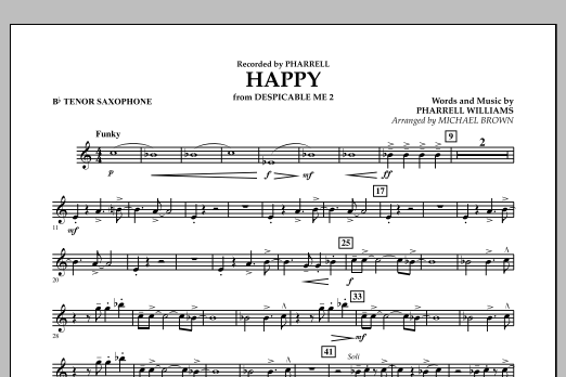 Happy (from Despicable Me 2) (arr. Michael Brown) - Bb Tenor Saxophone (Concert Band) von Pharrell Williams