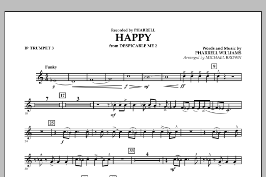 Happy (from Despicable Me 2) (arr. Michael Brown) - Bb Trumpet 3 (Concert Band) von Pharrell Williams