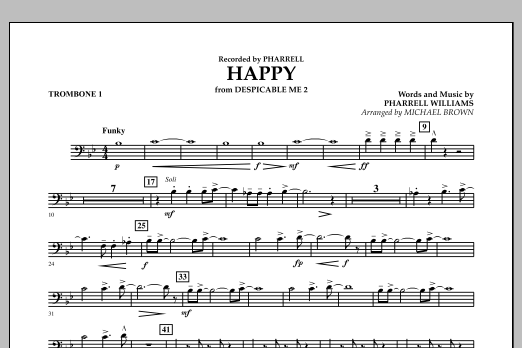 Happy (from Despicable Me 2) (arr. Michael Brown) - Trombone 1 (Concert Band) von Pharrell Williams