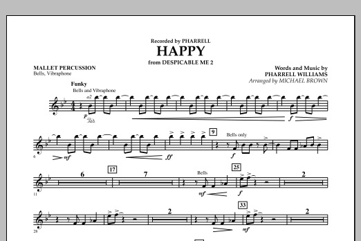 Happy (from Despicable Me 2) (arr. Michael Brown) - Mallet Percussion (Concert Band) von Pharrell Williams