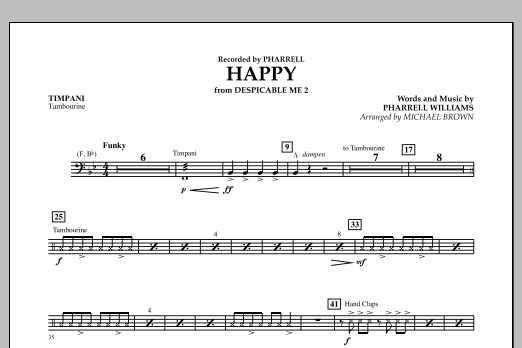 Happy (from Despicable Me 2) (arr. Michael Brown) - Timpani (Concert Band) von Pharrell Williams