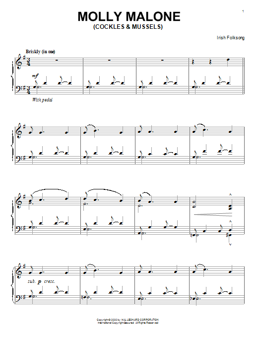 Molly Malone (Cockles & Mussels) (Piano Solo) von Irish Folksong