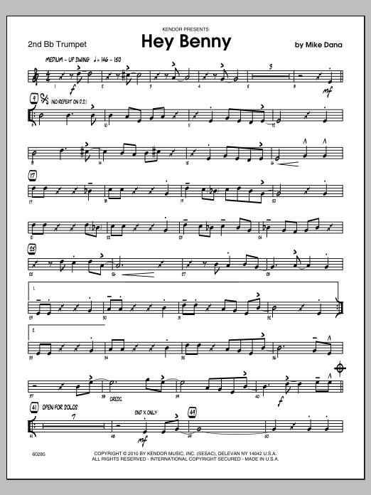 Hey Benny - 2nd Bb Trumpet (Jazz Ensemble) von Mike Dana