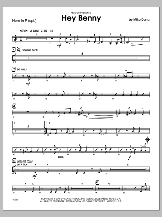 Hey Benny - Horn in F (Jazz Ensemble) von Mike Dana