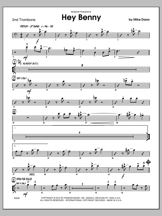 Hey Benny - 2nd Trombone (Jazz Ensemble) von Mike Dana