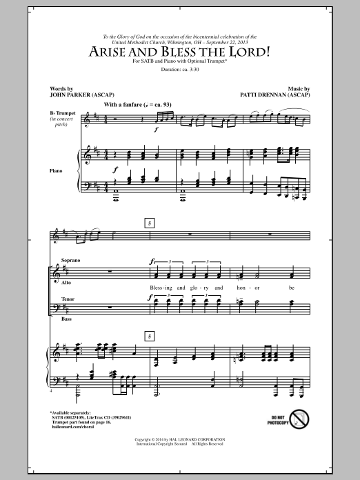 Arise And Bless The Lord! (SATB Choir) von John Parker