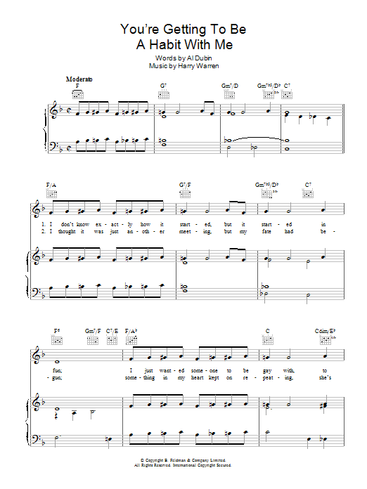 You're Getting To Be A Habit With Me (Piano, Vocal & Guitar Chords) von Harry Warren