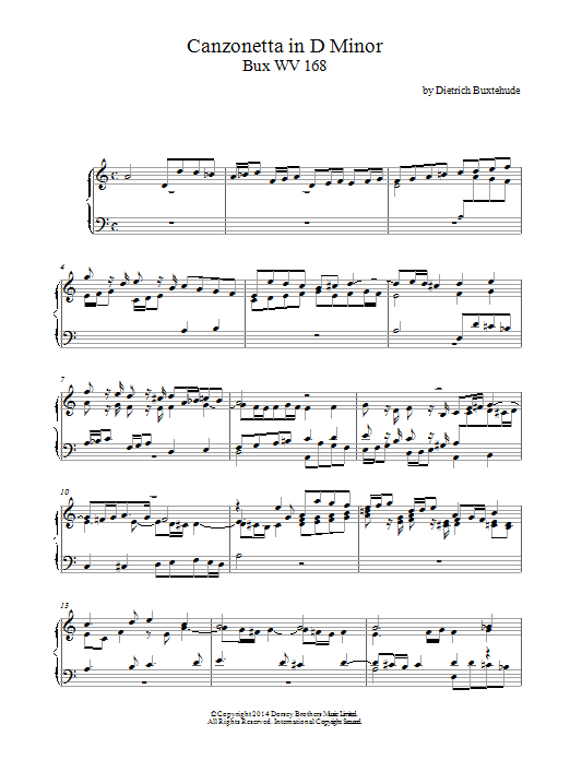 Canzonetta In D Minor Buxwv168 (Piano Solo) von Dietrich Buxtehude