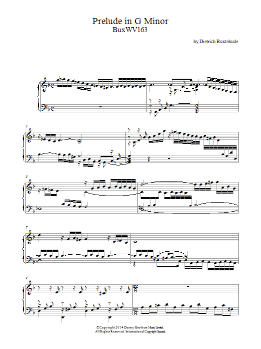 Prelude In G Minor Buxwv163 (Piano Solo) von Dietrich Buxtehude