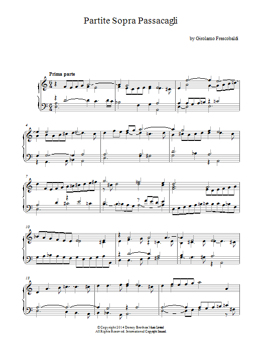 Partite Sopra Passacagli (Piano Solo) von Girolamo Frescobaldi