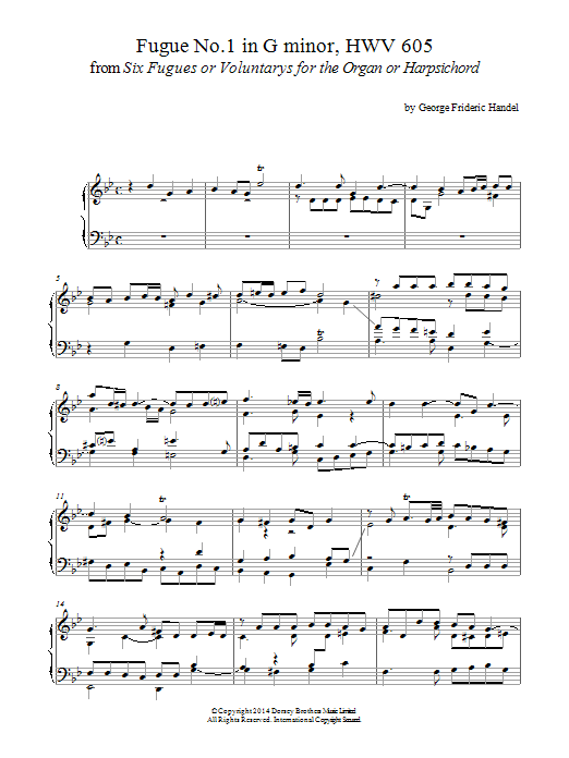 Fugue No.1 In G Minor (From 6 Fugues) HWV 605 (Piano Solo) von George Frideric Handel