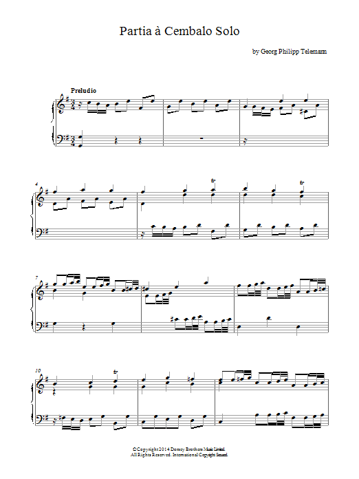 Partia A Cembalo Solo (Piano Solo) von Georg Philipp Telemann