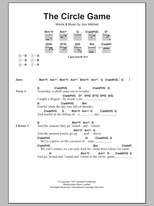 The Circle Game (Guitar Chords/Lyrics) von Joni Mitchell