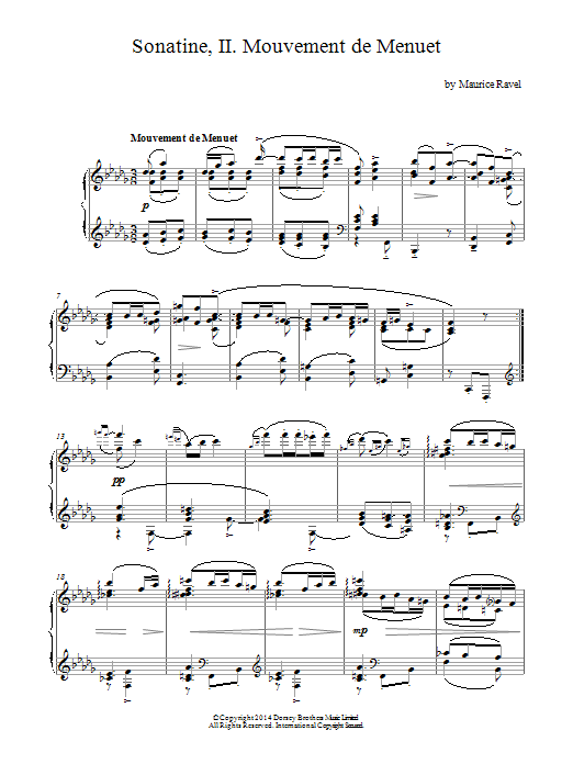 Sonatine, 2nd Movement (Piano Solo) von Maurice Ravel