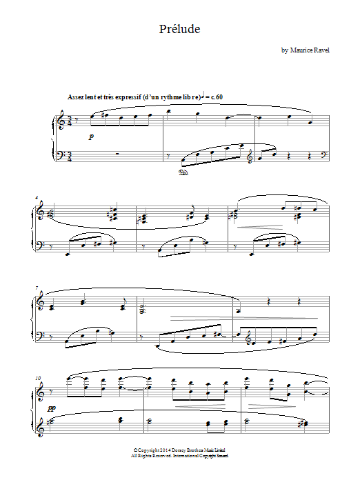 Prelude (Piano Solo) von Maurice Ravel