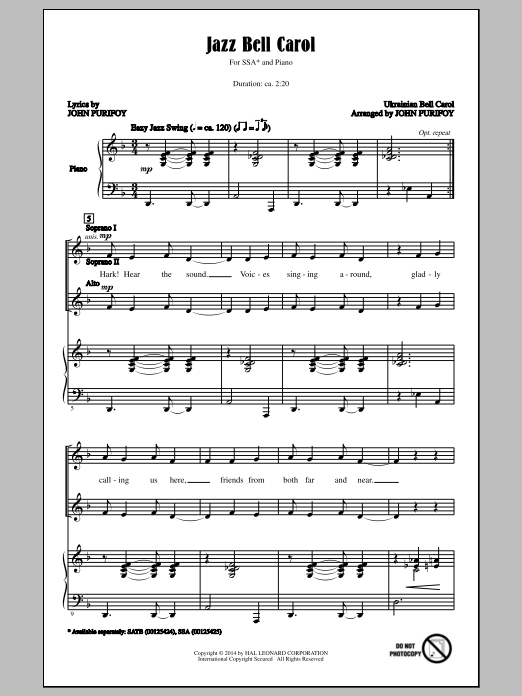Ukrainian Bell Carol (SSA Choir) von John Purifoy