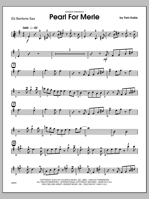 Pearl For Merle - Eb Baritone Saxophone (Jazz Ensemble) von Tom Kubis