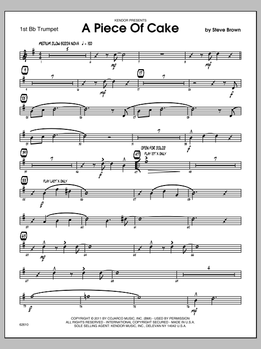 A Piece Of Cake - 1st Bb Trumpet (Jazz Ensemble) von Steve Brown