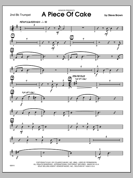 A Piece Of Cake - 2nd Bb Trumpet (Jazz Ensemble) von Steve Brown