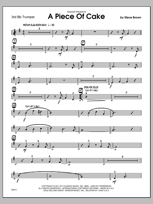 A Piece Of Cake - 3rd Bb Trumpet (Jazz Ensemble) von Steve Brown