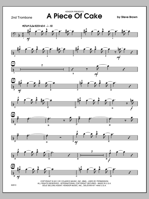 A Piece Of Cake - 2nd Trombone (Jazz Ensemble) von Steve Brown