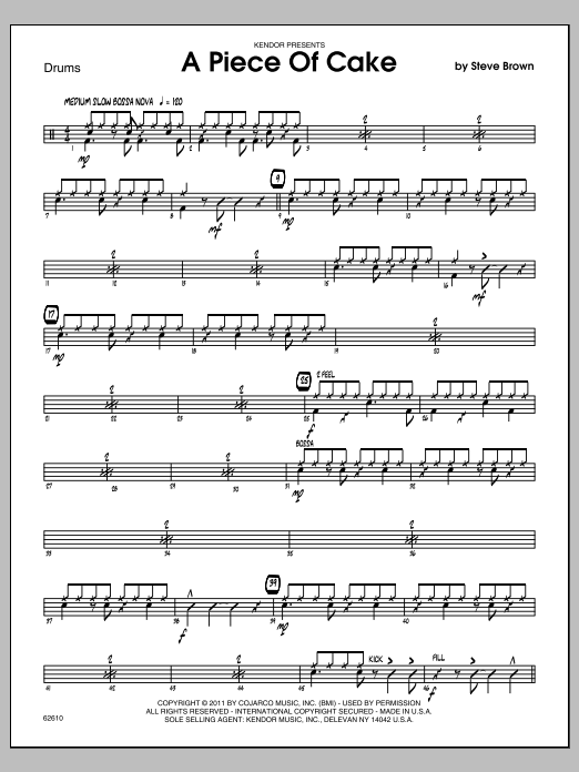 A Piece Of Cake - Drums (Jazz Ensemble) von Steve Brown