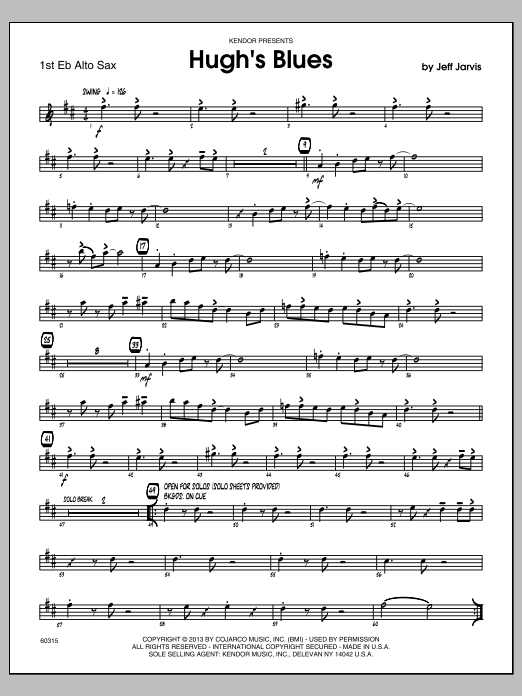 Hugh's Blues - 1st Eb Alto Saxophone (Jazz Ensemble) von Jeff Jarvis