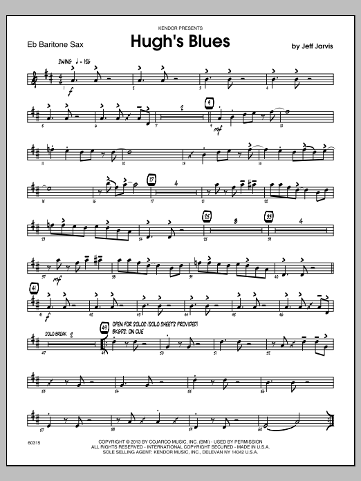 Hugh's Blues - Eb Baritone Saxophone (Jazz Ensemble) von Jeff Jarvis