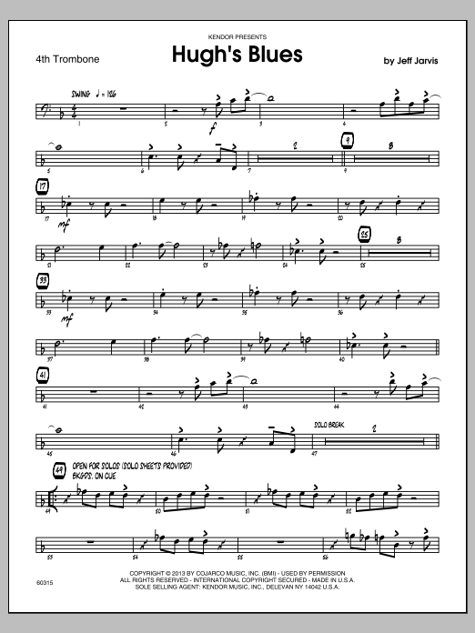 Hugh's Blues - 4th Trombone (Jazz Ensemble) von Jeff Jarvis